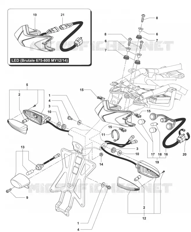 FAROLIM TRASEIRO - FAROLIM PISCA MV Agusta moto BRUTALE 2015 BRUTALE 675  BRUTALE 675