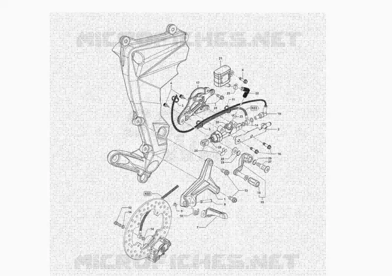 POUSA-PÉS DIREITO E PEDAL DE TRAVÃO MV Agusta moto SUPERVELOCE 2020 SUPERVELOCE 800 - ORO - 75  SUPERVELOCE 800 - ORO - 75