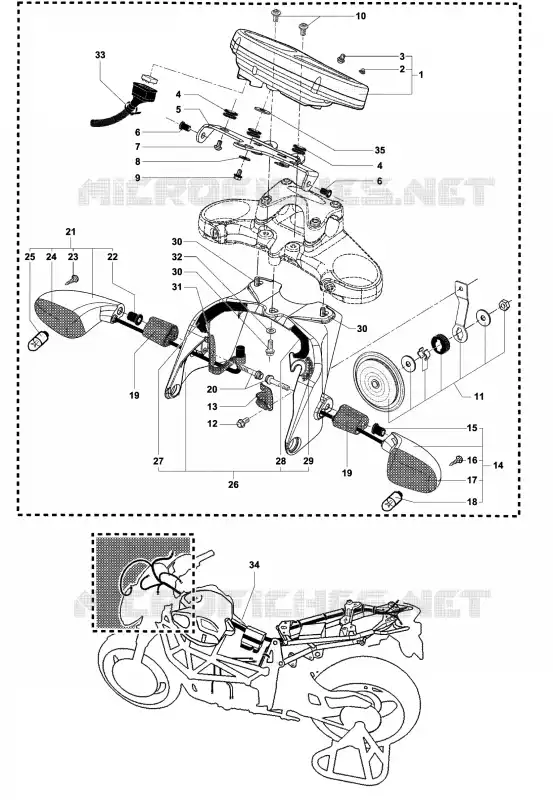 PAINEL DO CARRO - FAROLIM PISCA MV Agusta moto BRUTALE 2009 BRUTALE 989R  BRUTALE 989R