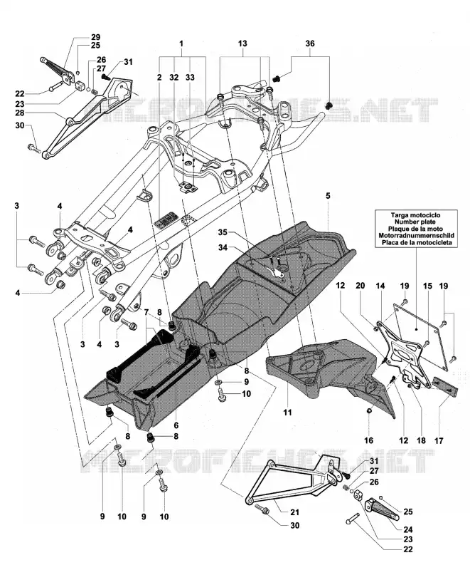 SUB-QUADRO MV Agusta moto BRUTALE 2009 BRUTALE 989R  BRUTALE 989R