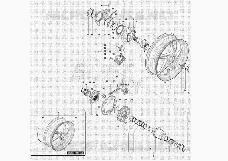 RODA TRASEIRA MV Agusta moto BRUTALE 2023 BRUTALE R - RR - SCS  BRUTALE R - RR - SCS