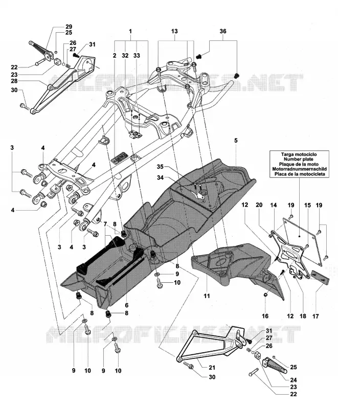 SUB-QUADRO MV Agusta moto BRUTALE 2009 BRUTALE 1078RR  BRUTALE 1078RR