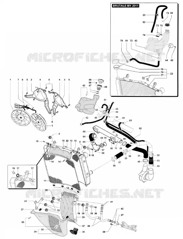 SISTEMA DE REFRIGERAÇÃO (DUPLO) MV Agusta moto BRUTALE 2012 BRUTALE 920  BRUTALE 920