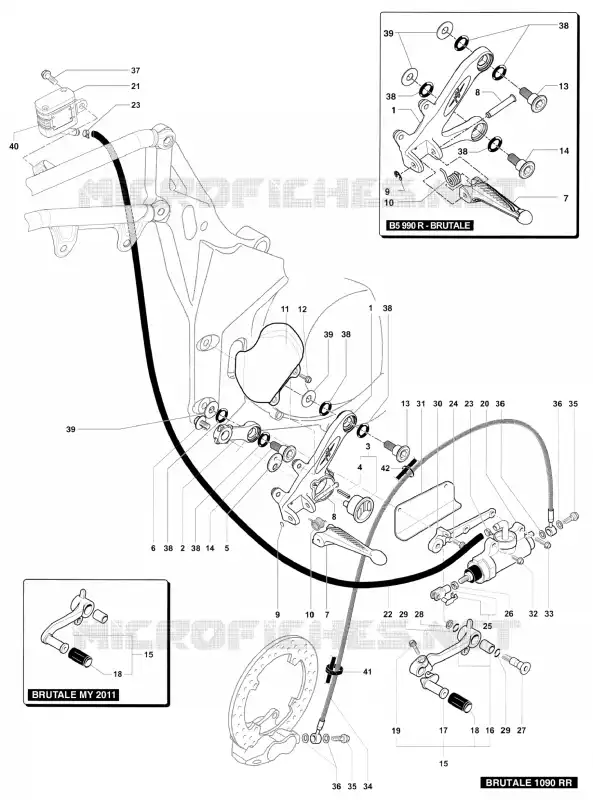 POUSA-PÉS DIREITO MV Agusta moto BRUTALE 2011 BRUTALE 990R  BRUTALE 990R