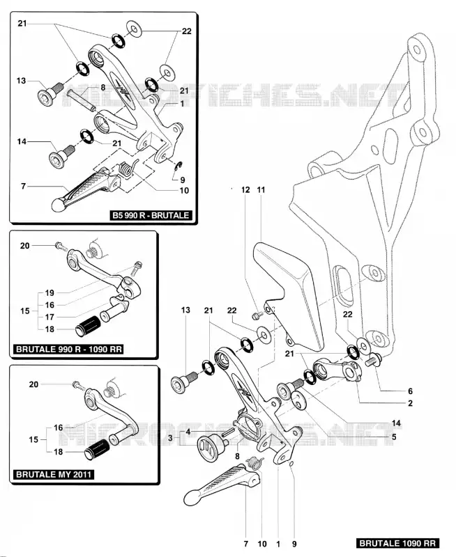 POUSA-PÉS ESQUERDO MV Agusta moto BRUTALE 2011 BRUTALE 990R  BRUTALE 990R