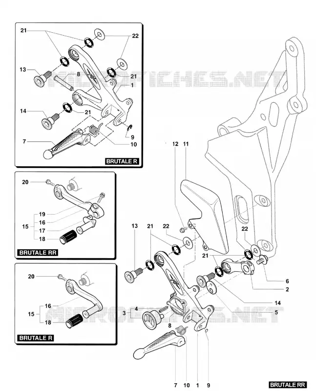 POUSA-PÉS ESQUERDO MV Agusta moto BRUTALE 2013 BRUTALE 1090RR  BRUTALE 1090RR