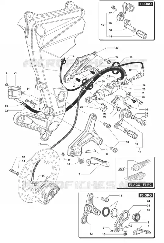 POUSA-PÉS DIREITO MV Agusta moto F3 2015 F3 675  F3 675