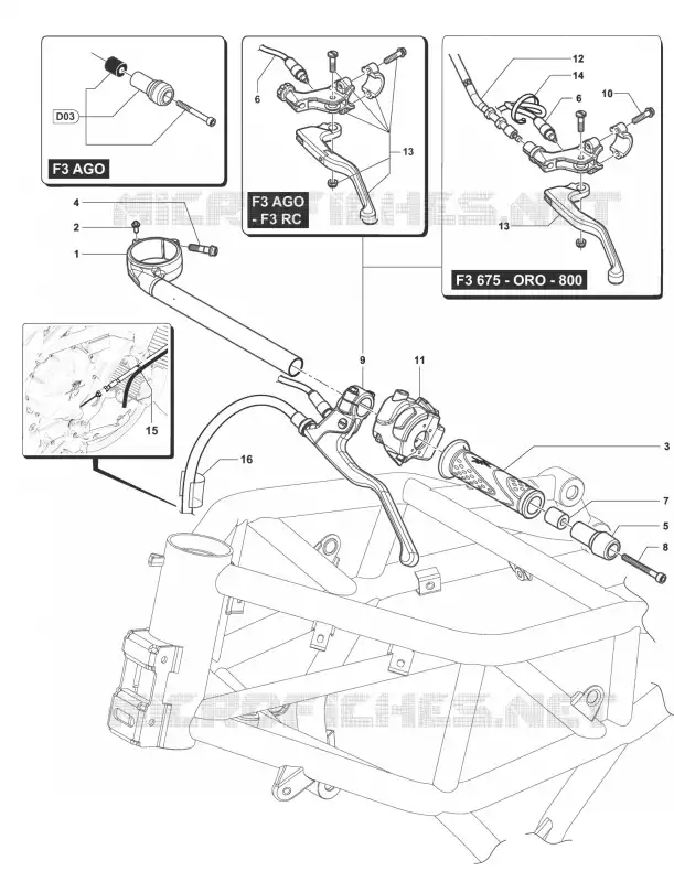 GUIADOR ESQUERDO MV Agusta moto F3 2015 F3 800  F3 800