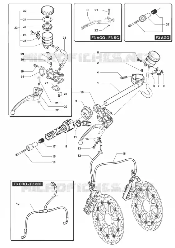 GUIADOR DIREITO MV Agusta moto F3 2015 F3 800 AGO  F3 800 AGO
