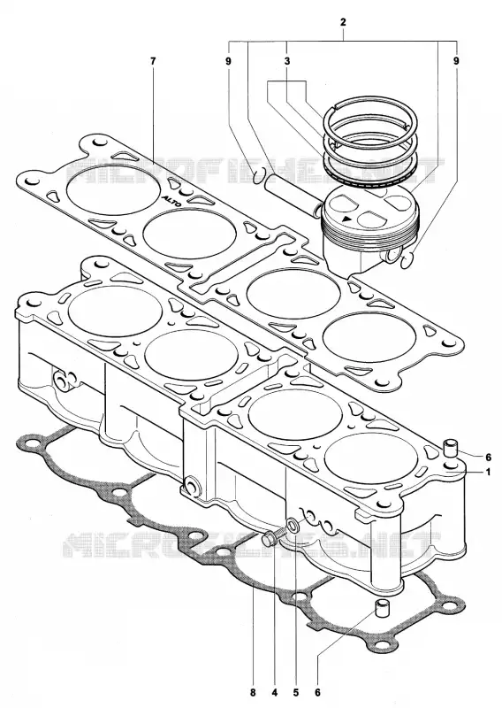 CILINDRO - PISTÃO MV Agusta moto F4 1999 F4 750 SERIE ORO  F4 750 SERIE ORO