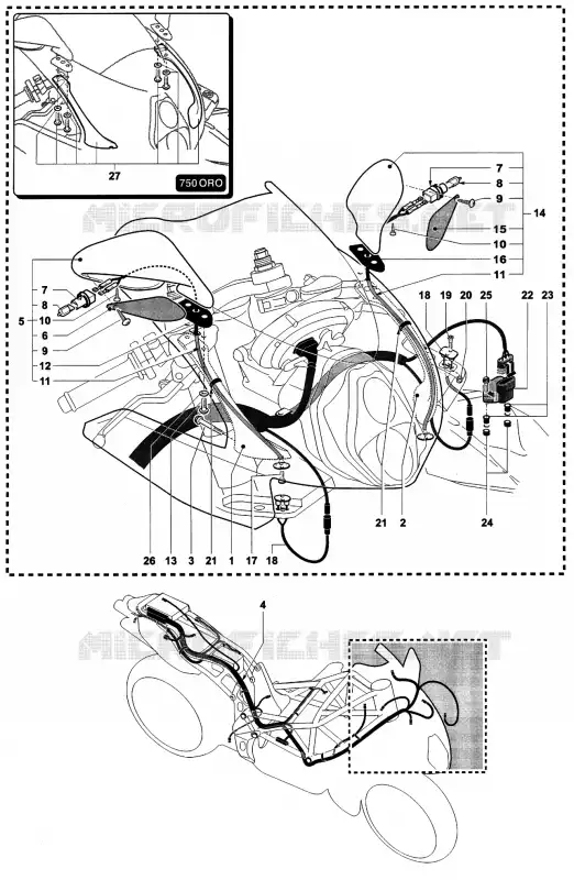 CABELAGEM - ESPELHO MV Agusta moto F4 1999 F4 750S  F4 750S