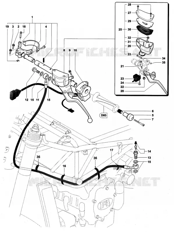 GUIADOR ESQUERDO MV Agusta moto F4 2000 F4 750S  F4 750S
