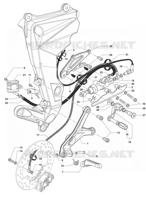 POUSA-PÉS DIREITO MV Agusta moto BRUTALE 2016 BRUTALE 800RR  BRUTALE 800RR
