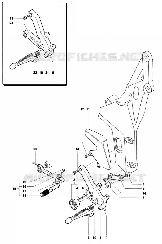 POUSA-PÉS ESQUERDO MV Agusta moto F4 1999 F4 750S 1+1  F4 750S 1+1