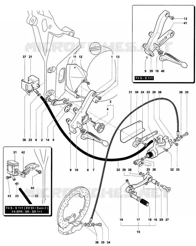 POUSA-PÉS DIREITO MV Agusta moto F4 2002 F4 750 SENNA  F4 750 SENNA
