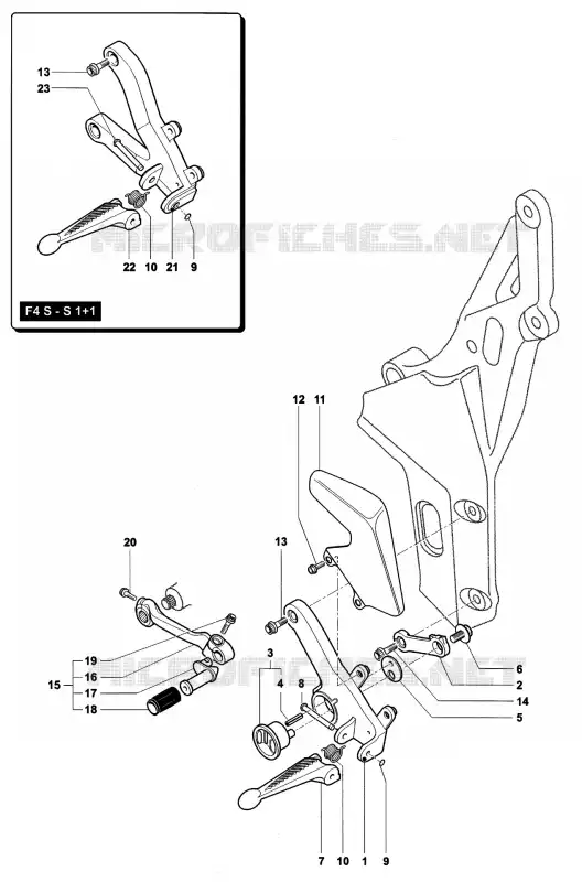 POUSA-PÉS ESQUERDO MV Agusta moto F4 2002 F4 750S  F4 750S