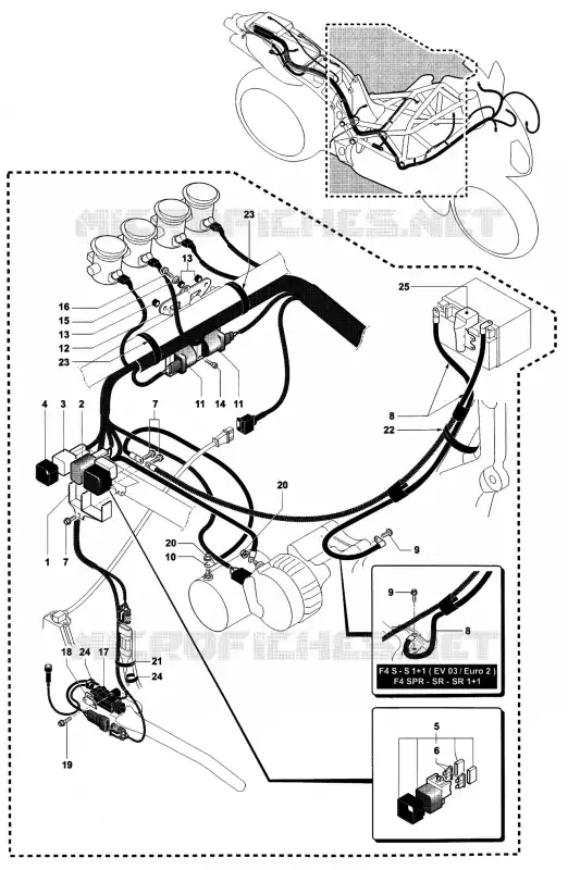PEÇAS ELÉCTRICAS 1 MV Agusta moto F4 2002 F4 750S 1+1  F4 750S 1+1