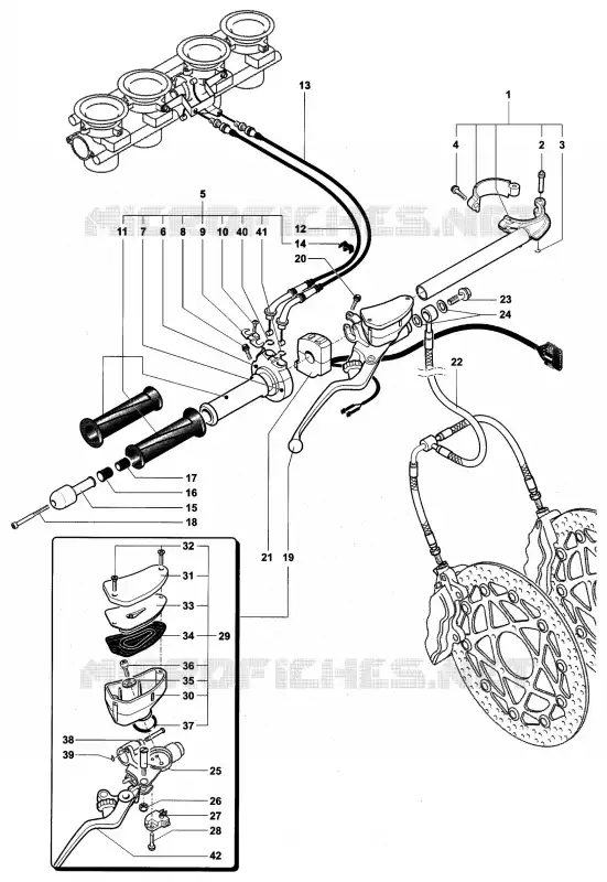 GUIADOR DIREITO MV Agusta moto F4 2005 F4 AGO  F4 AGO