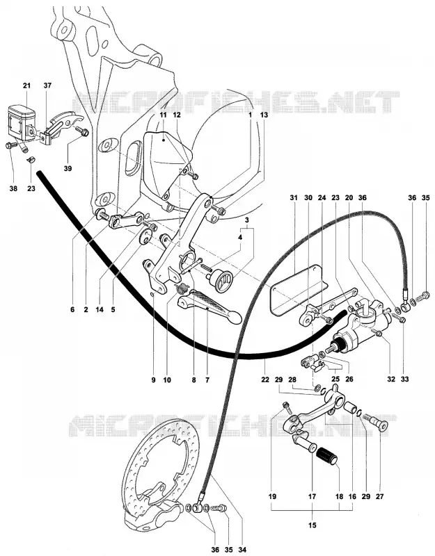 POUSA-PÉS DIREITO MV Agusta moto F4 2004 F4 TAMBURINI  F4 TAMBURINI