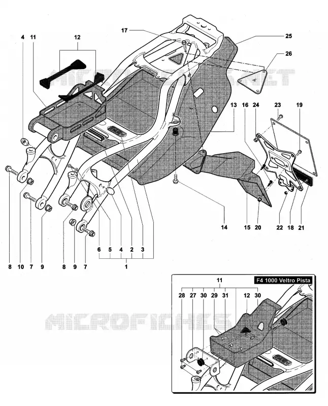 SUB-QUADRO (MONOPOSTO) MV Agusta moto F4 2006 F4 VELTRO PISTA  F4 VELTRO PISTA