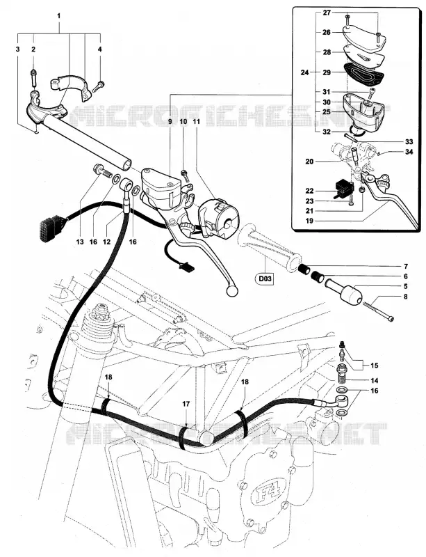 GUIADOR ESQUERDO MV Agusta moto F4 2008 F4 312R 1000  F4 312R 1000