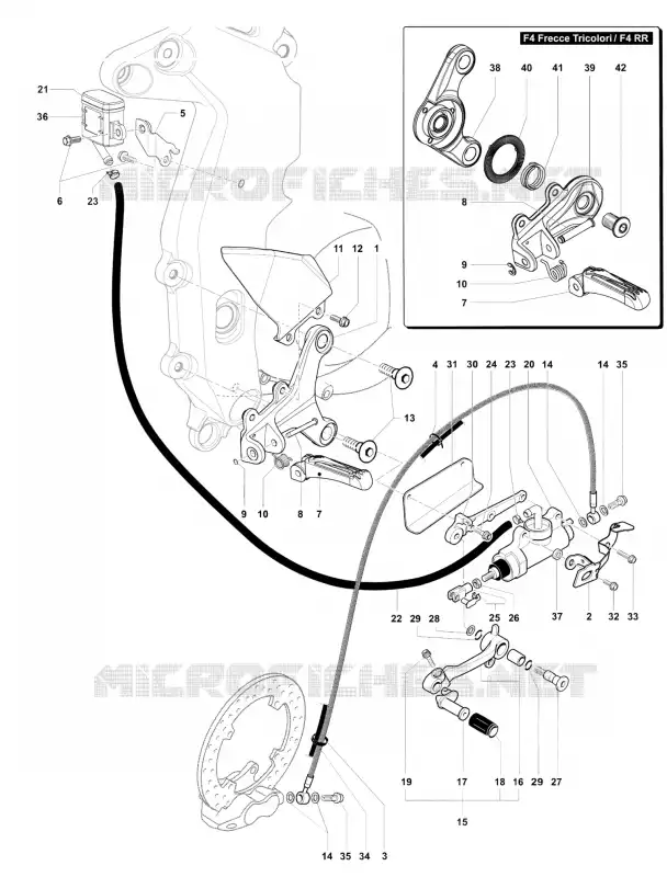 POUSA-PÉS DIREITO MV Agusta moto F4 2011 F4 1000 RR  F4 1000 RR