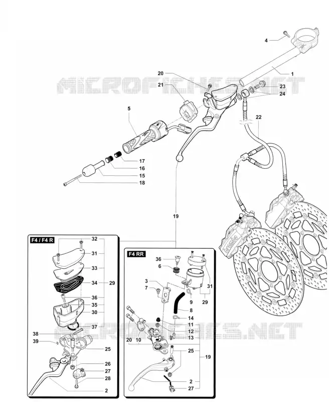 GUIADOR DIREITO MV Agusta moto F4 2015 F4 RR  F4 RR