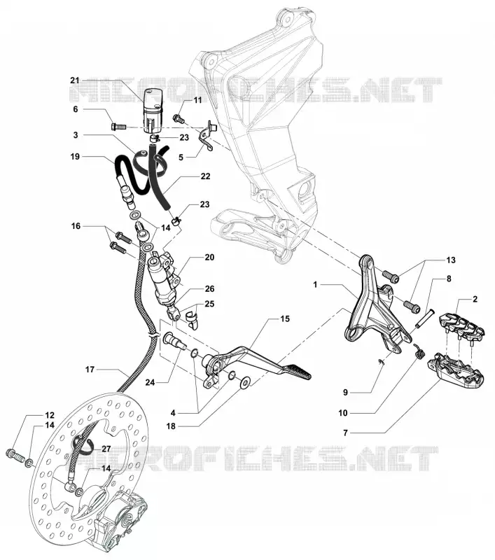 POUSA-PÉS DIREITO MV Agusta moto RIVALE 2016 RIVALE 800  RIVALE 800