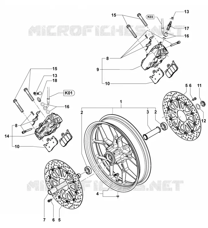 RODA DIANTEIRA MV Agusta moto TURISMO VELOCE 2016 TURISMO VELOCE 800  TURISMO VELOCE 800